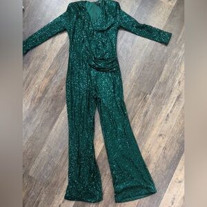 Elegant Green Sequin Jumpsuit
